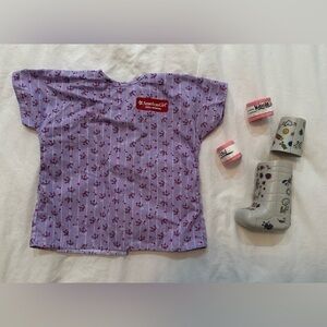 American Girl Doll Purple Hospital Gown Outfit Set 5 Pc